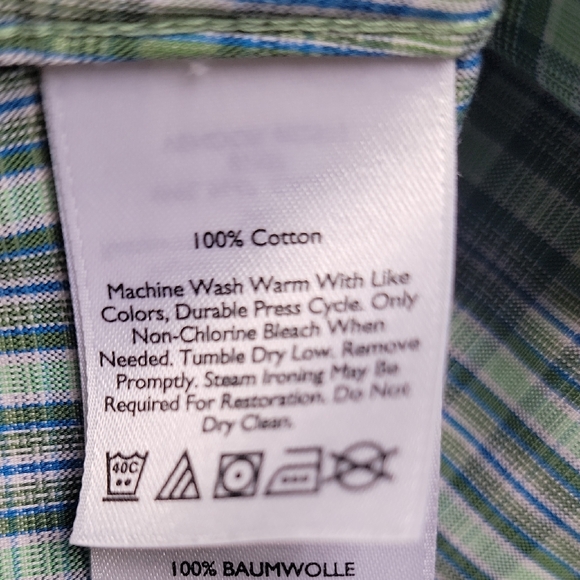 💗 EDDIE BAUER Plaid Checkered Button Down Up Short Sleeve Shirt Blue & Green XL - Picture 5 of 6